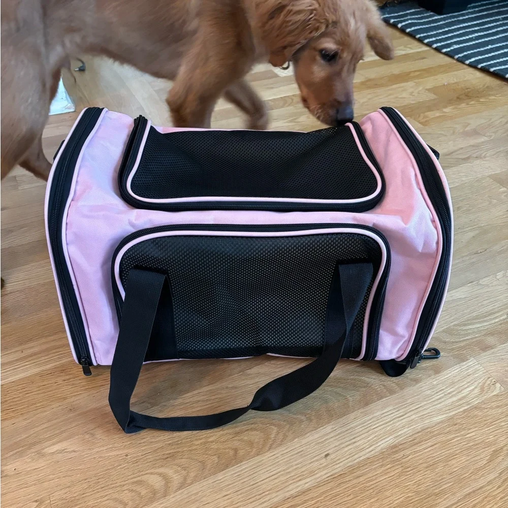 Pet Carrier Bag - Pink and Black